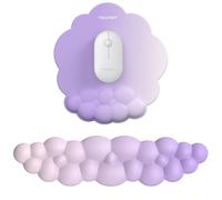 TECKNET Cloud Wrist Rest Mat, Keyboard and Mouse Mat Wrist Support Set, Memory Foam & PU Leather, Ergonomic and Non-Slip Mouse Pad for Computer Laptop Typing,Gaming,Purple