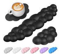 TECKNET Cloud Wrist Rest Set, Ergonomic Keyboard Wrist Rest and Mouse Pad with Wrist Support, Memory Foam & PU Leather, Cloud Arm Rest for Computer, Gaming, Office, Desk Hand Cushion