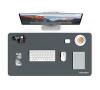 TECKNET Desk Mat Large - 800x400mm Double-Sided Leather Desk Pad, Ultra Thin Large Mouse Pad, Waterproof Desk Pad for Computer, Wipeable Laptop Desk Protector Mat for Office and Home (Grey & Black)
