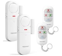 TECKNET Door Alarm Sensor 2 Packs With Remote Control, Window Alarms for Security, 4 Modes, Adjustable Volume, Wireless Magnetic Door Sensor Burglar Alarm Systems for Your Home Security Systems