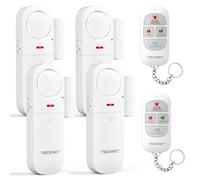 TECKNET Door Alarm Sensor 4 Packs With Remote Control, Window Alarms for Security, 4 Modes, Adjustable Volume, Wireless Magnetic Door Sensor Burglar Alarm Systems for Your Home Security Systems