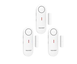 TECKNET Door Alarm Sensor, Window Alarms Sensors, 2-in-1 Alarm & Chime, 3-level Volume Control, Door Sensor for Home Security, Wireless Burglar Alarms for House, Shop, Office, Garage (3 PCS)