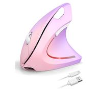 TECKNET Ergonomic Mouse, 2.4G Wireless Mouse Rechargeable, 4800 DPI Vertical Mouse 6-Button Silent Mice with 5 Adjustable Levels DPI, USB Receiver, Computer Mouse for Laptop/PC/Mac (Pinkish-Purple)