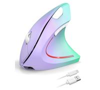 TECKNET Ergonomic Mouse, 2.4G Wireless Mouse Rechargeable, 4800 DPI Vertical Mouse 6-Button Silent Mice with 5 Adjustable Levels DPI,USB Receiver,Cordless Computer Mouse for Laptop/PC/Mac-Purple Green