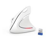 TECKNET Ergonomic Mouse, 4800DPI Wireless Vertical Mouse 6-Button Silent Mouse with 5 Adjustable Levels DPI, 24 Months Battery Life Optical Wireless Mouse for Laptop, PC, Mac (White)