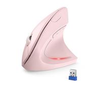 TECKNET Ergonomic Mouse, 4800DPI Wireless Vertical Mouse 6-Button Silent Mouse with 5 Adjustable Levels DPI, 24 Months Battery Life Optical Wireless Mouse for Laptop, PC, Mac (Pink)