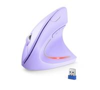 TECKNET Ergonomic Mouse, 4800DPI Wireless Vertical Mouse 6-Button Silent Mouse with 5 Adjustable Levels DPI, 24 Months Battery Life Optical Wireless Mouse for Laptop, PC, Mac (Purple)