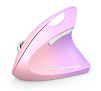 TECKNET Ergonomic Mouse, 4800DPI Wireless Vertical Mouse 6-Button Silent Mouse with 5 Adjustable Levels DPI, 24 Months Battery Life Optical Wireless Mouse for Laptop, PC (Pink Purple)