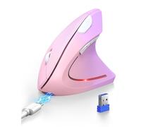 TECKNET Ergonomic Mouse, Bluetooth Rechargeable Vertical Mouse(BT5.0/3.0+USB-A),Wireless Right handed Mouse,Optical Mouse 4800 DPI 6 Adjustable Levels,Quiet Clicks,Wide Compatibility-Pink Purple Ombre