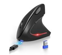 TECKNET Ergonomic Mouse, Bluetooth Rechargeable Vertical Mouse (BT5.0/3.0+USB-A), Wireless Right handed Mouse 6-Button, Optical Mouse 4800 DPI 6 Adjustable Levels,Quiet Clicks,Wide Compatibility-Black