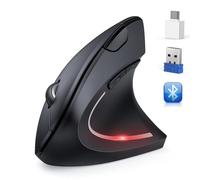 TECKNET Ergonomic Mouse, Wireless Bluetooth Mouse with Jiggler, BT5.0/3.0+USB & Type C Vertical Mouse, Silent Mouse with 6 Adjustable DPI Levels, Wireless Mouse for Laptop, Desktop, PC, MacBook