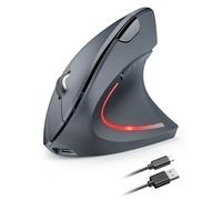 TECKNET Ergonomic Wireless Rechargeable Mouse, 4800 DPI Vertical 6-Button Silent With 5 Adjustable DPI Levels, USB Receiver, Cordless Optical for Laptop, PC, Mac