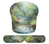 TECKNET Foldable Keyboard and Mouse Mat Wrist Support, Ergonomic Wrist Support with Comfortable Memory Foam, Non-Slip Mouse Pad for Working Gaming