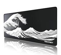 TECKNET Gaming Mouse Mat, 900x400x3mm Large Mouse Pad, Extended Waterproof Mousepad, Non-Slip Rubber Base-Smooth Cloth Surface-Compatible with Laser and Optical Mouse-Ocean waves