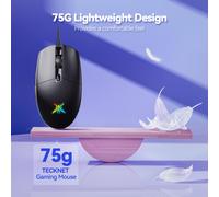 TECKNET Gaming Mouse Wired - RGB Mouse with 6 Programmable Buttons, 8000 DPI, 1000Hz Polling Rate, Lightweight 75g, Multi Button Gamer Mouse for Lap