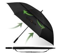 TECKNET Golf Umbrella Large 68 Inch, Windproof Strong Double Canopy Vented, Automatic Open with EVA Grip, Outdoor Sun, Rain, Wind Protection Stick Umbrellas, Black