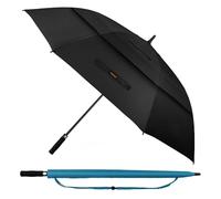 TECKNET Golf Umbrella Large 68 Inch, Windproof Strong Double Canopy Vented, Automatic Open with EVA Grip, Outdoor Sun, Rain, Wind Protection Stick Umbrellas, Black and Cyan