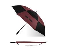 TECKNET Golf Umbrella Large 68 Inch, Windproof Strong Double Canopy Vented, Automatic Open with EVA Grip, Outdoor Sun, Rain, Wind Protection Stick Umbrellas, Black and Red