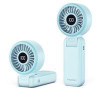 TECKNET Handheld Fan, Portable Fan with 5000mAh, Hand held USB Rechargeable Fan with LED Display, 150° Foldable, 1-100 Speed Mini electric Desk Fan for Travel Home Office Bedroom Outdoor, Light Blue