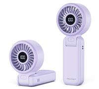 TECKNET Handheld Fan, Portable Fan with 5000mAh, Hand held USB Rechargeable Fan with LED Display, 150° Foldable, 1-100 Speed Mini electric Desk Fan for Travel Home Office Bedroom Outdoor, Purple