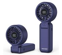 TECKNET Handheld Fan, Portable Fan with 5000mAh, Hand held USB Rechargeable Fan with LED Display, 150° Foldable, 1-100 Speed Mini electric Desk Fan for Travel Home Office Bedroom Outdoor, Blue
