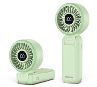 TECKNET Handheld Fan, Portable Fan with 5000mAh, Hand held USB Rechargeable Fan with LED Display, 150° Foldable, 1-100 Speed Mini electric Desk Fan for Travel Home Office Bedroom Outdoor, Green