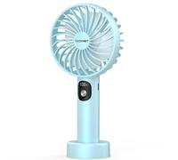 TECKNET Handheld Fan, Portable USB Hand Held Fan Rechargeable with LED Display, Mini hand fan 3 Speed Battery Operated Detachable Base Cooling Desk fa