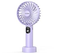 TECKNET Handheld Fan, Portable USB Hand Held Fan Rechargeable with LED Display, Mini hand fan 3 Speed Battery Operated Detachable Base Cooling Desk f