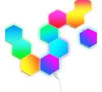 TECKNET Hexagon LED Lights,10 Pack RGB Gaming Hex Wall Light Panels Sync to Music,Smart Lights with APP & Remote & Wired Control for Room Bar Bedroom Home Gaming Room Decor Present
