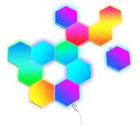 TECKNET Hexagon LED Lights,12 Pack RGB Gaming Hex Wall Light Panels Sync to Music,Smart Lights with APP & Remote & Wired Control for Room Bar Bedroom