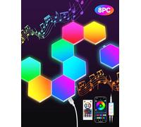TECKNET Hexagon LED Lights,8 Pack RGB Gaming Hex Wall Light Panels Sync to Music,Smart Lights with APP & Remote & Wired Control for Room Bar Bedroom Home Gaming Room Decor Present
