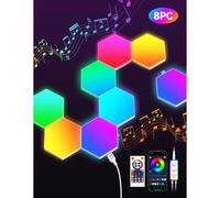 TECKNET Hexagon LED Lights,8 Pack RGB Gaming Hex Wall Light Panels Sync to Music,Smart Lights with APP & Remote & Wired Control for Room Bar Bedroom