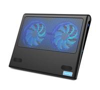 TECKNET Laptop Cooling Pad, 12"-16" Laptop Cooler with 2 Quiet Fans, Blue | Ergonomic Comfort Gaming Laptop Cooling Stand, Speed Adjustable Cooling Pad, Dual USB, Light-weight