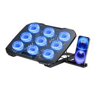TECKNET Laptop Cooling Pad, 12"-17" Laptop Cooler with Phone Holder, Black