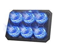 TECKNET Laptop Cooling Pad Laptop Cooler with 6 Ultra Quiet Cooling Fan at 1400 RPM Rapid Cooling, Adjustable Height Laptop Cooling Stand for 12"-19" Laptops, Blue LED Light, 2 USB Ports