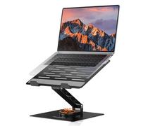 TECKNET Laptop Stand, 360 Swivel Adjustable Height Laptop Riser - Black | Stable and Sturdy, Foldable Laptop Holder, Heat Dissipation Design, Compatible with 10-17" Laptops, MacBooks & Tablets