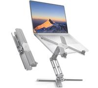 TECKNET Laptop Stand for Desk - 360° Rotating Laptop Riser with Ergonomic Adjustable Height & Angles, Foldable Computer Stand Compatible with All 10-17.3" Laptops and Macbooks, 100% Aluminium (Silver)