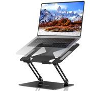TECKNET Laptop Stand for Desk, Ergonomic Foldable Laptop Riser, Black | Aluminium Computer Stand, Adjustable Height & Angle, Ventilated Holder for MacBook Air/ MacBook Pro/All 11-17.3 Inch Laptops
