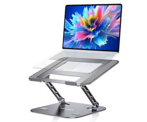 TECKNET Laptop Stand for Desk, Height Adjustable Laptop Stander, Ergonomic Laptop Holder with Cooling Ventilation - Foldable Design for 6kg/10-17.3 Inch Laptops, MacBooks & Tablets (Grey)