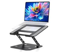 TECKNET Laptop Stander, Height Adjustable Stand for Laptops, Ergonomic Foldable Laptop Holder, Compatible with All 11 to 17.3 Inch Laptops, MacBook and Tablets (Black)