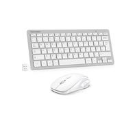 TECKNET Mini Wireless Keyboard and Mouse Set, 2.4G Cordless USB Keyboard and Silent Mouse Comb with Nano USB Receiver, 12 Multimedia Shortcuts for Computer, PC, Laptop, Desktop (Silver)