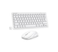 TECKNET Mini Wireless Keyboard and Mouse Set, 2.4G Cordless USB Keyboard and Silent Mouse Comb with Nano USB Receiver, 12 Multimedia Shortcuts for