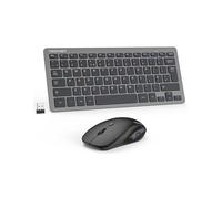 TECKNET Mini Wireless Keyboard and Mouse Set, 2.4G Cordless USB Keyboard and Silent Mouse Comb with Nano USB Receiver, 12 Multimedia Shortcuts for Computer, PC, Laptop, Desktop (Grey)