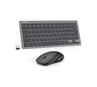 TECKNET Mini Wireless Keyboard and Mouse Set, 2.4G Cordless USB Keyboard and Silent Mouse Combo with Nano USB Receiver, 12 Multimedia Shortcuts for C