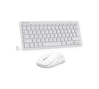 TECKNET Mini Wireless Keyboard and Mouse Set, 2.4G Cordless USB Keyboard and Silent Mouse Combo with Nano USB Receiver for Computer, PC, Laptop, Desktop, Matte White