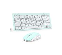 TECKNET Mini Wireless Keyboard and Mouse Set, 2.4G Cordless USB Keyboard and Silent Mouse Combo with Nano USB Receiver, 12 Multimedia Shortcuts for