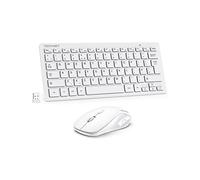 TECKNET Mini Wireless Keyboard and Mouse Set, 2.4G Cordless USB, White