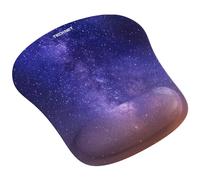 TECKNET Mouse Mat with Memory Foam Rest -Non-Slip Rubber Base- Special-Textured Water-Resistant Surface-Starry Sky