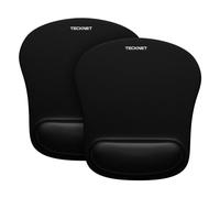 TECKNET Mouse Mat Wrist Support, 2 Pack Ergonomic Mouse Mat with Memory Foam, Mice Pad with Anti-Slip Rubber Base, Waterproof Surface Mouse Pad for Computer, Laptop, Office, Home and Travel, Black