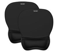 TECKNET Mouse Mat Wrist Support, 2 Pack Gel Ergonomic Mouse Pad - Black